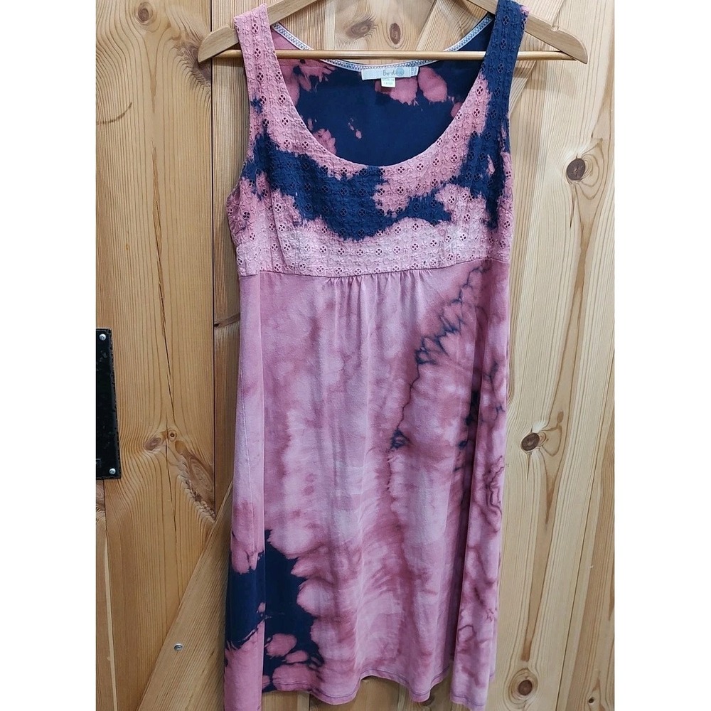 Boden Boho Tie Dye Maxi Dress Pink Dusty Rose Crochet‎ Trim Festival Sz 6